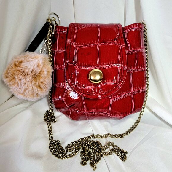 Mini Red Crock Embossed Crossbody Handbag w/ Pompom & Whistle – NWT - Picture 1 of 5